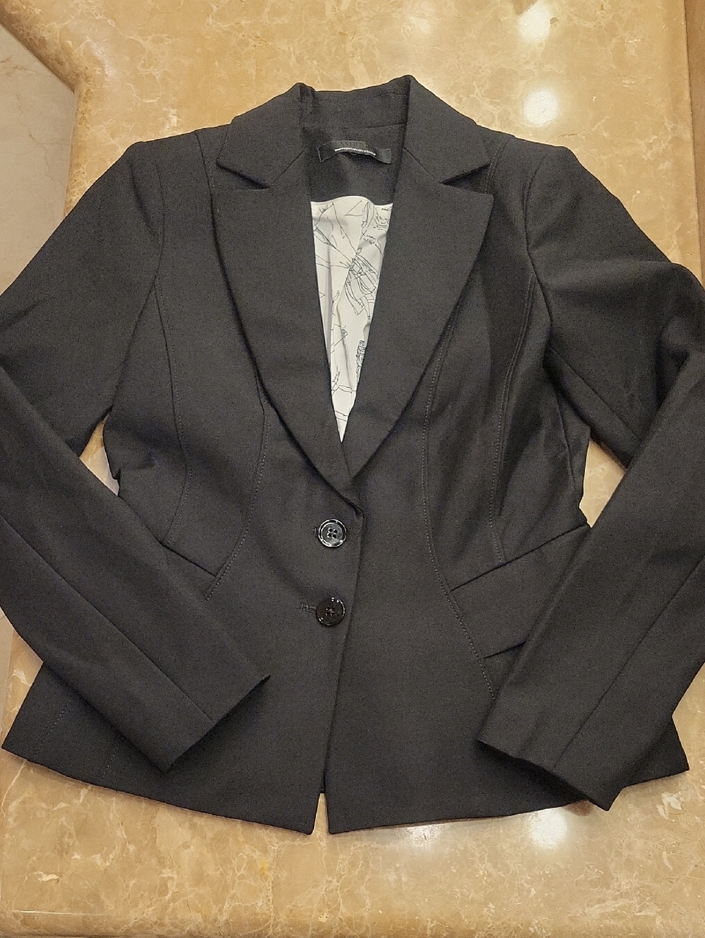 *White House Black Market Black Fitted Two-Button Blazer